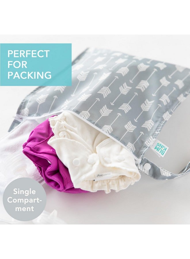 Bumkins Waterproof Wet Bag for Baby, Travel, Swim Suit, Cloth Diapers, Pump Parts, Pool, Beach, Gym Clothes, Toiletry, Hook to Stroller, Daycare, Zipper Reusable Wetdry Packing, 2-pk Cactus and Arrows - Image 1