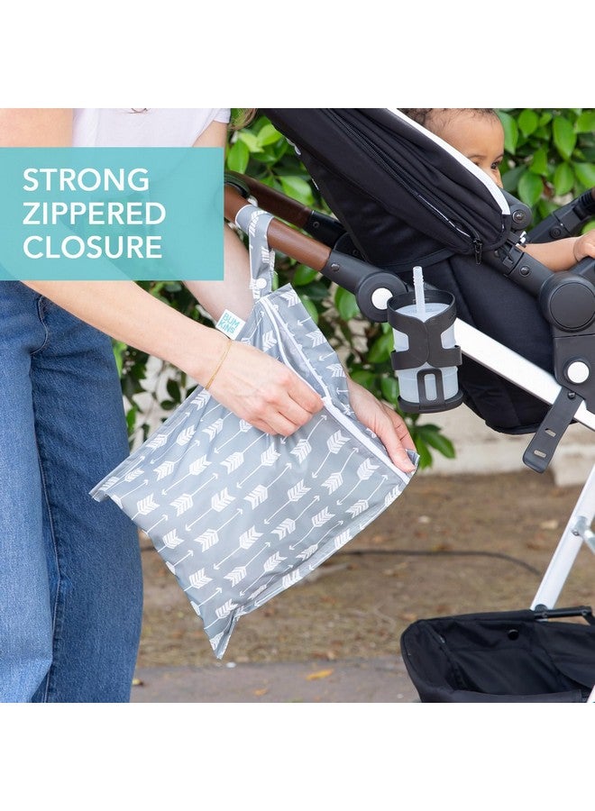 Bumkins Waterproof Wet Bag for Baby, Travel, Swim Suit, Cloth Diapers, Pump Parts, Pool, Beach, Gym Clothes, Toiletry, Hook to Stroller, Daycare, Zipper Reusable Wetdry Packing, 2-pk Cactus and Arrows - Image 3