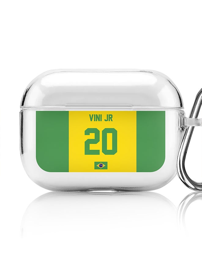 Stylizedd Classic Clear printed Case for Apple AirPods Pro 2nd Generation Thin Transparent Cover - Football Team - Brazil, Player Name - Vini Jr - Image 1