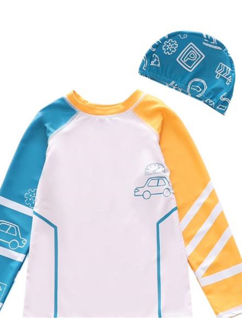 3pcs children's swimsuit boy shorts long sleeve swimming cap sun protection swimsuit beach swimsuit