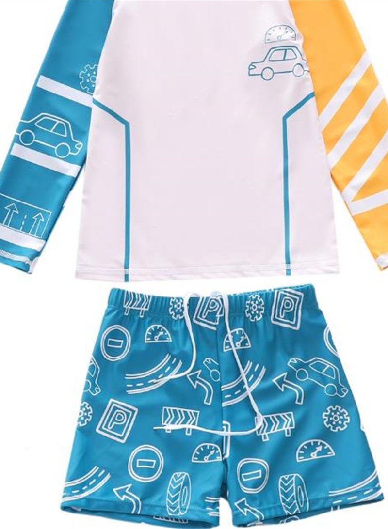 3pcs children's swimsuit boy shorts long sleeve swimming cap sun protection swimsuit beach swimsuit