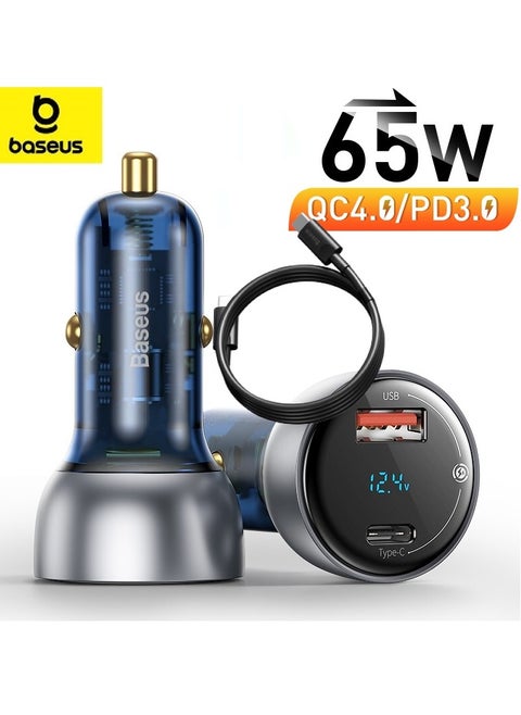 65W Car Charger for Samsung S24 Ultra, Type C Fast Charging, 45W PPS Dual USB Port Adapter with Digital Display, Compatible with Galaxy S24 Ultra/S24/S24+, iPhone 16 Series, MacBook & More, Includes 100W 5A USB-C Cable for Fast, Reliable Charging.