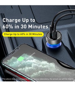 Baseus 65W Car Charger for Samsung S24 Ultra, Type C Fast Charging, 45W PPS Dual USB Port Adapter with Digital Display, Compatible with Galaxy S24 Ultra/S24/S24+, iPhone 16 Series, MacBook & More, Includes 100W 5A USB-C Cable for Fast, Reliable Charging.  - Image 3