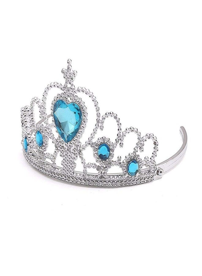 FOK Polyester Princess Fairy Dress Set - Head Gear Tiara, Crown, Wand, Gloves, Braid Hair Wig ( Blue ) - Image 4