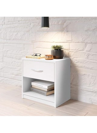 Minimalist Wooden Side Table – White Nightstand with Drawer, Elegant Design for Any Bedroom. - pzsku/Z4FC62CBC0C01C2AC34EDZ/45/1745826419/b80d62d8-3e2a-42ab-bd18-123d2cec89ec