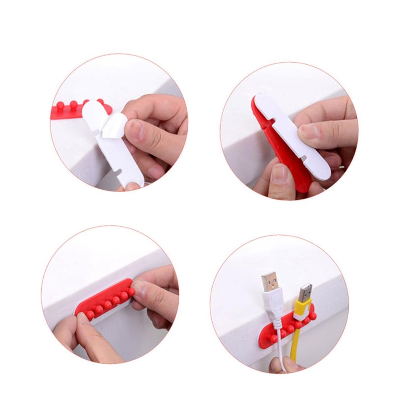 Self Adhesive Cord Organizer 2 Pack Desktop Cable Management System Vivid Colors - Image 3