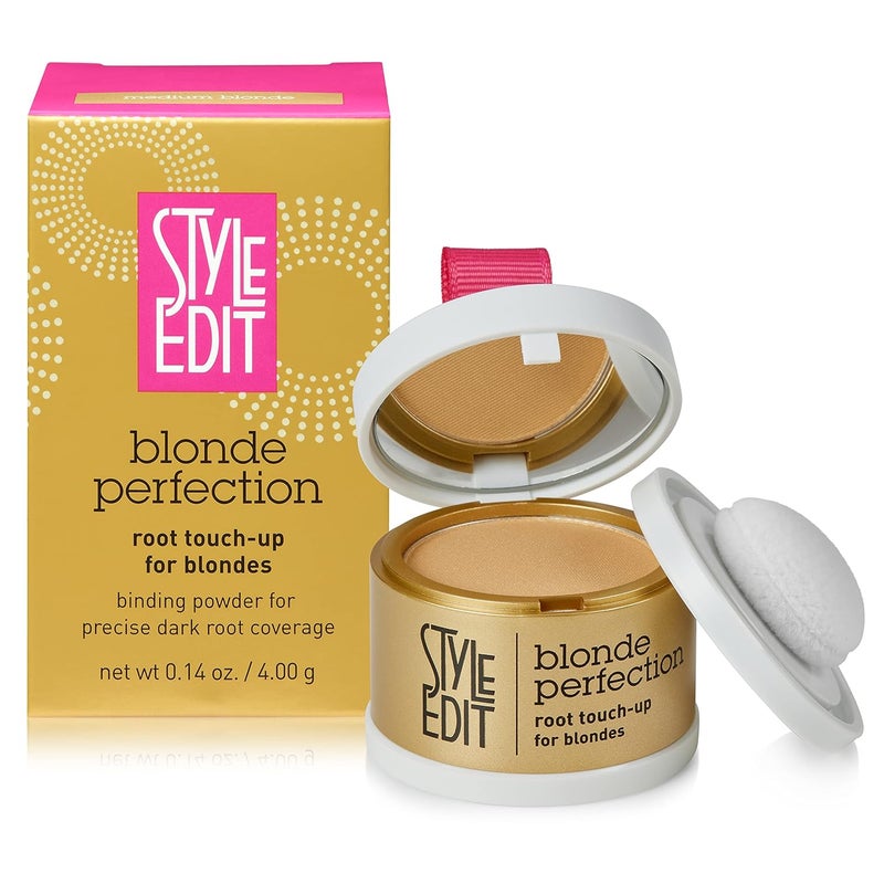 Style Edit Root Touch Up Powder  Temporary Color for Medium Blonde Dark Roots Highlights and Grays  MineralInfused Concealer for Thinning Hair and Hairline  014 oz