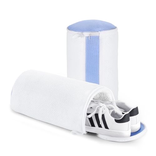 Teletrogy 2Pcs Shoe Washing Machine Bags Laundry Shoe Bag for Washer  Dryer Reusable Shoe Cleaning Bag Fluffy Fiber Inside Sneaker Tennis Laundry Bags for All Shoes Large Size 7 x 13 Inches