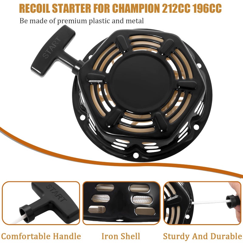 9TH SHOP Recoil Starter for Champion 212cc 196cc 224cc Pull Start Assembly 3500w 4000w 4500w Generator Parts with Pull Cord Rope - Image 5