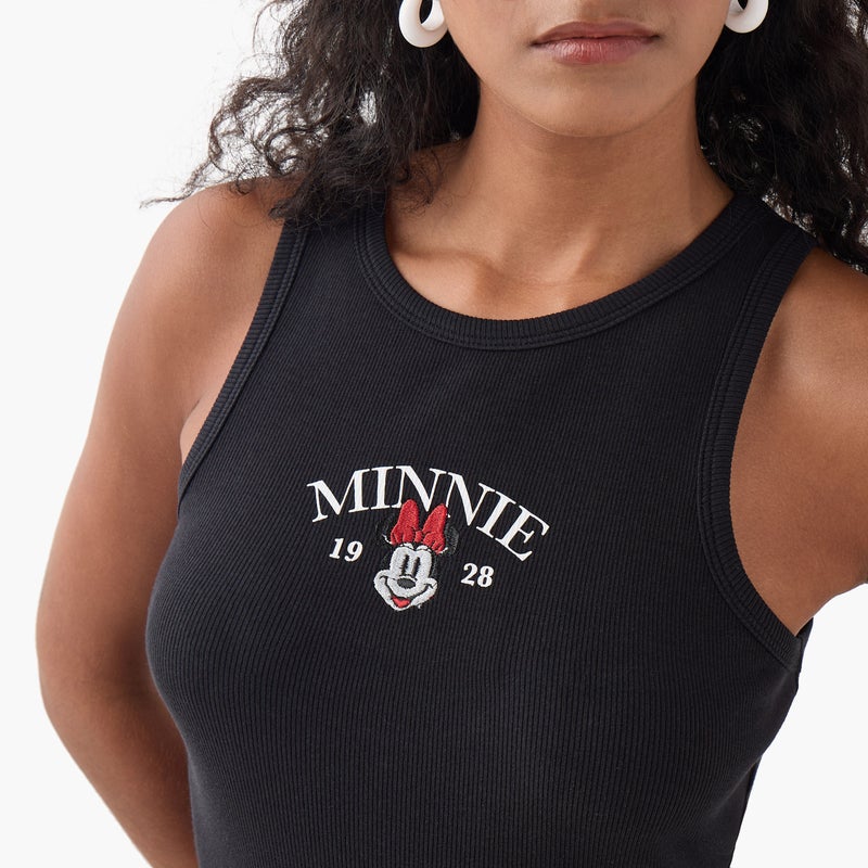 SP Characters Minnie Mouse Embroidered Ribbed Tank Top - Image 4