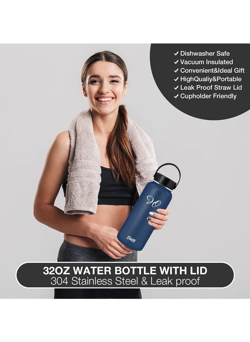 Swift 1L Stainless Steel Flask Water Bottle with Straw and 2 Lids, Reusable Wide Mouth Travel Thermo Water Mug for Gym, Sports, Camping,  Traveling 1000ml  - Image 4