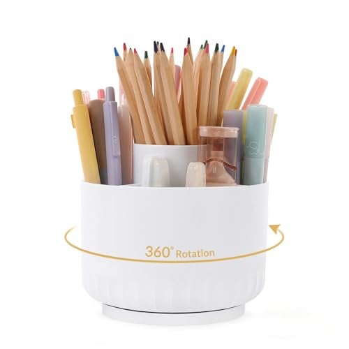 SKYDUE 360 Degree Rotating Desk Organizer DualPurpose Pencil Pen Holder for Desk Rotating Pencil Cup Office Supplies Desk Decor for Office School Home - Image 1