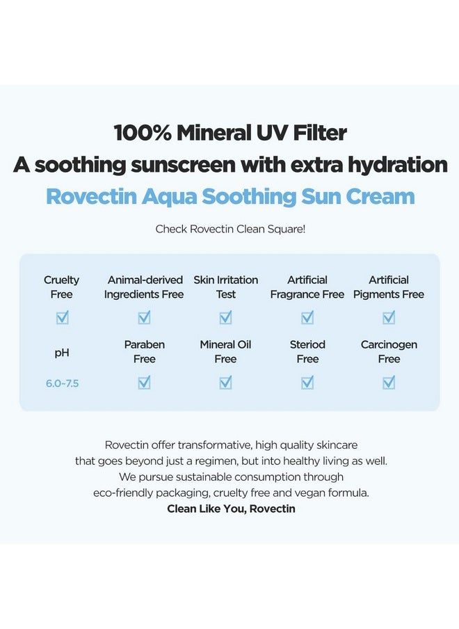 rovectin - Aqua Soothing Sun Cream Hydrating Mineral Uv Protection With Chickweed & Sunflower For Dry Sensitive Normal Skin Korean Skincare (1.69 Fl.Oz 50Ml) - Image 1