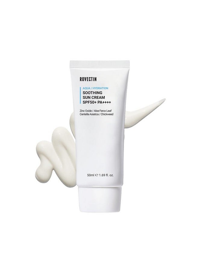 rovectin - Aqua Soothing Sun Cream Hydrating Mineral Uv Protection With Chickweed & Sunflower For Dry Sensitive Normal Skin Korean Skincare (1.69 Fl.Oz 50Ml) - Image 1