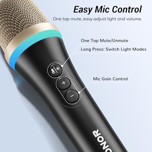 TONOR Dynamic USB/Type-C Microphone for PC, RGB Podcast Computer Gaming Microphone with Arm Stand for Recording, Live, Streaming, YouTube, Vocals, Studio, Karaoke Microphone, Quick Mute Button, Black - Image 5