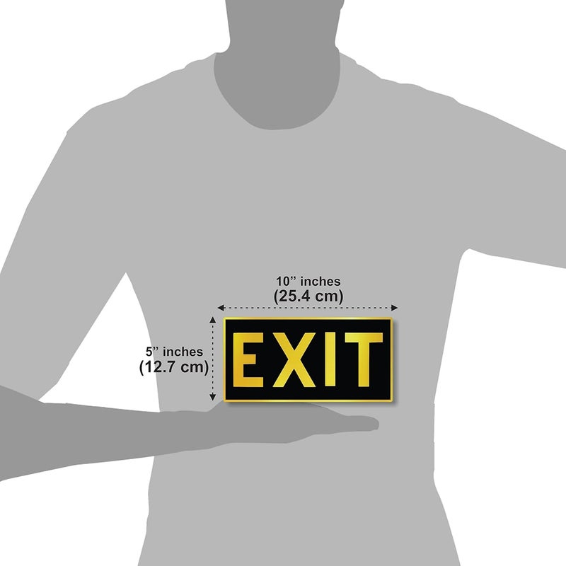 BerryBox EXIT SIGN BLACK GOLD Self adhesive Sign 10 inch by 5 inch for Corporate Mall Business Cafe Shop Stores Office Hospital Hotel School - Image 2