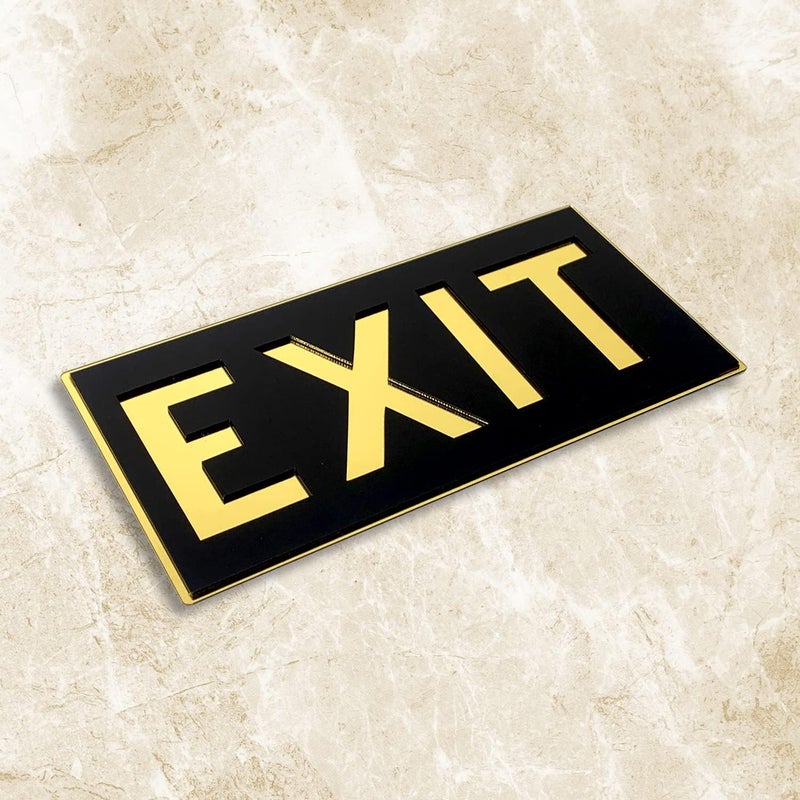 BerryBox EXIT SIGN BLACK GOLD Self adhesive Sign 10 inch by 5 inch for Corporate Mall Business Cafe Shop Stores Office Hospital Hotel School - Image 4
