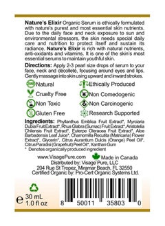 Visage Pure Visage Pure Nature's Elixir - Skin Revitalizing Vitamin and Nourishment Face Serum - Clarifies, Brightens, and Revitalizes the Skin - USDA Organic - Physician Formulated - Research Supported  - Image 3