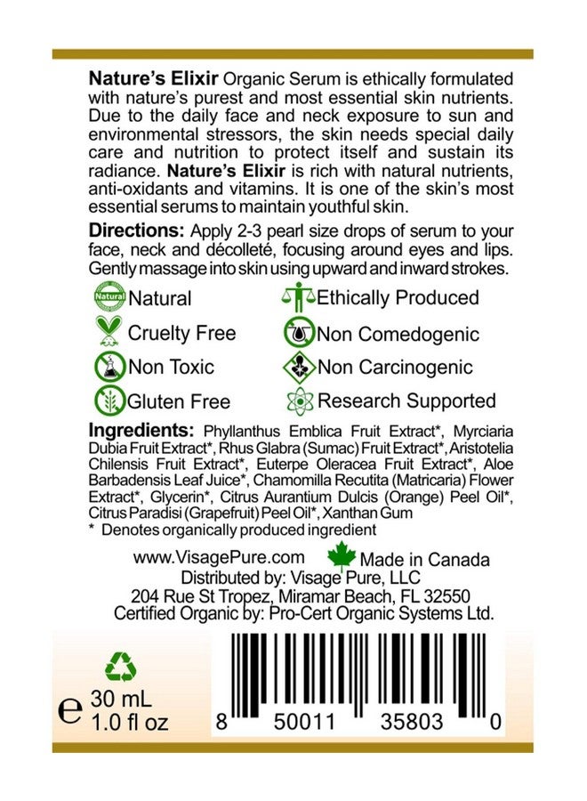 Visage Pure Visage Pure Nature's Elixir - Skin Revitalizing Vitamin and Nourishment Face Serum - Clarifies, Brightens, and Revitalizes the Skin - USDA Organic - Physician Formulated - Research Supported  - Image 3