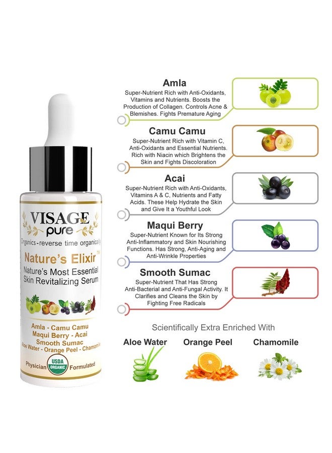 Visage Pure Visage Pure Nature's Elixir - Skin Revitalizing Vitamin and Nourishment Face Serum - Clarifies, Brightens, and Revitalizes the Skin - USDA Organic - Physician Formulated - Research Supported  - Image 2