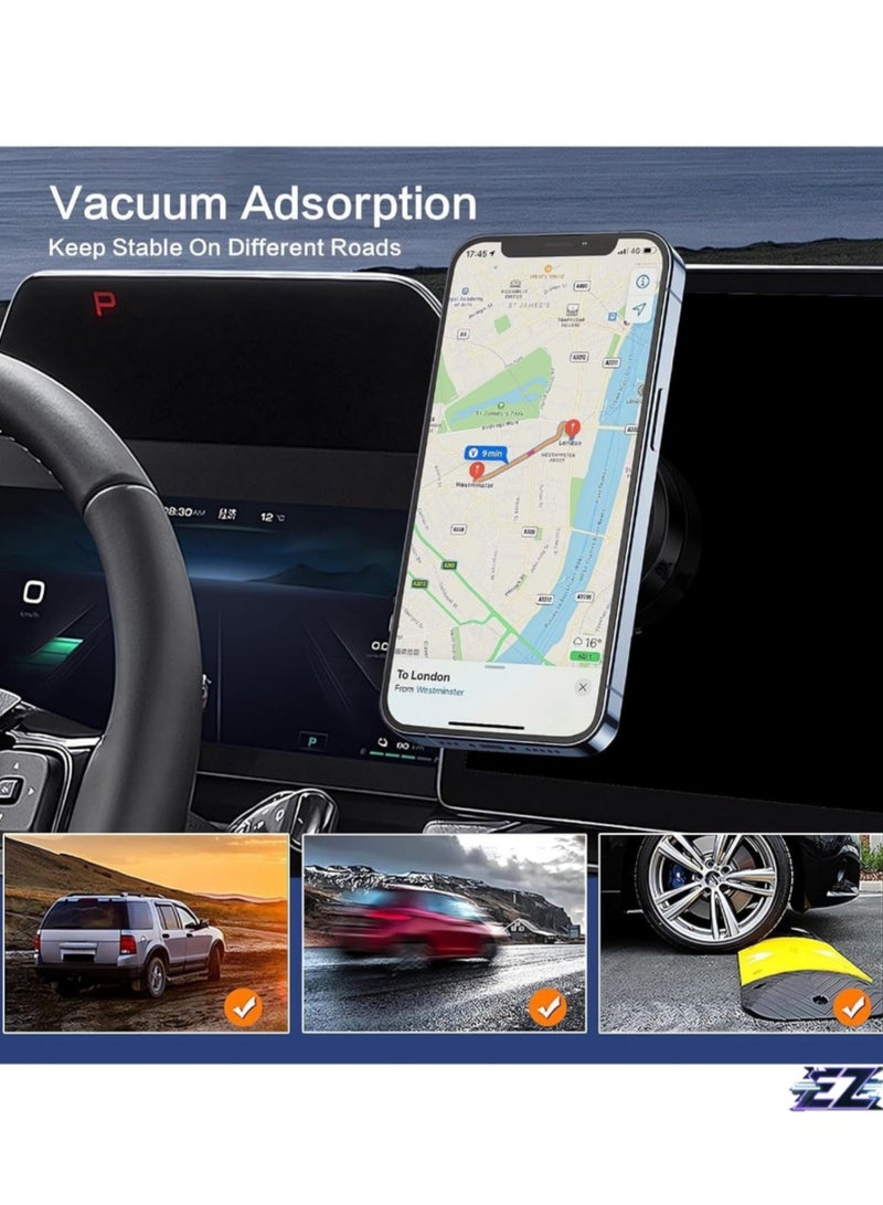 ELTRAZONE "Magnetic Vacuum Suction Phone Holder for Car, Gym, Mirror & Smooth Surfaces – Hands-Free Magnetic Cell Phone Mount (Black)" - Image 2