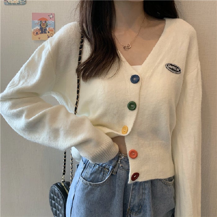 2021 Knitted Shirt Spring and Autumn New Womens Soft Waxy Cardigan Coat Sweater New Internet Celebrity Short Top Winter Outer Wear White