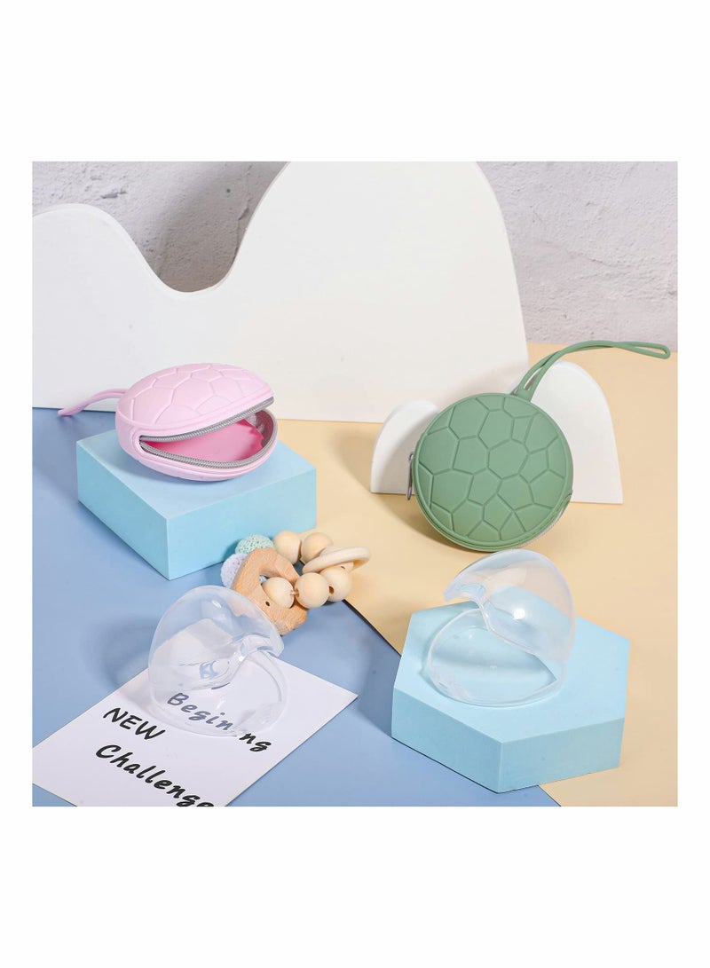 4 Pack Silicone Pacifier Holder Case Set with Clear Storage Box Easy to Clean for Baby Light Pink Green - Image 5