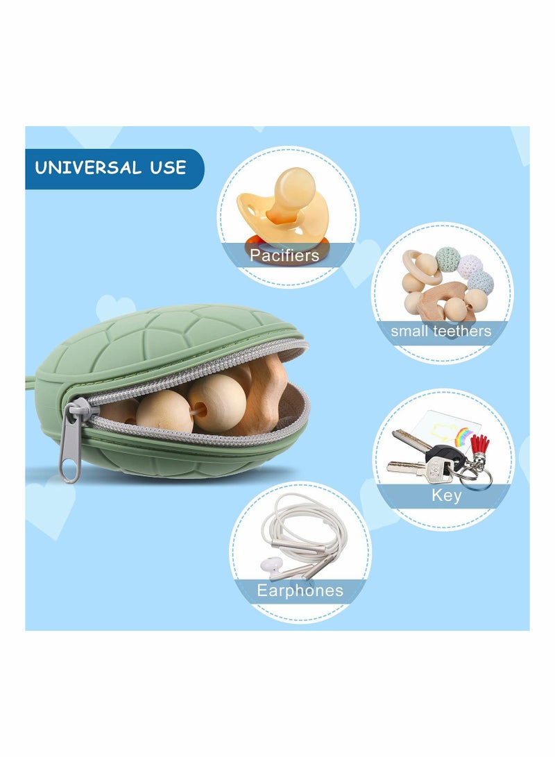 4 Pack Silicone Pacifier Holder Case Set with Clear Storage Box Easy to Clean for Baby Light Pink Green - Image 4