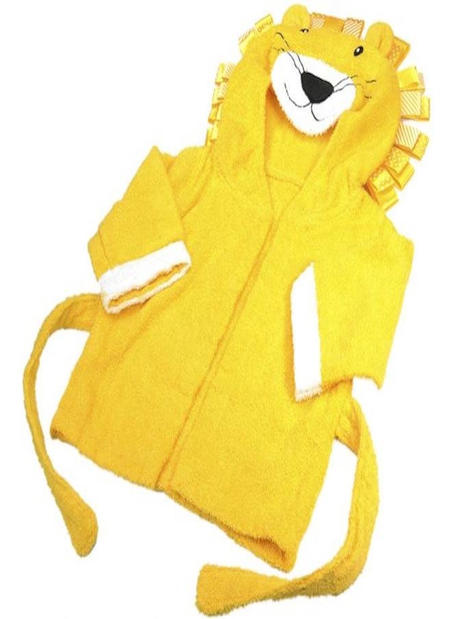Kids Lion Print Cotton Bathrobe Soft Hooded Robe Sleepwear Thick Yukata Cotton Towels Extended and Soft for Warmth  - Image 1