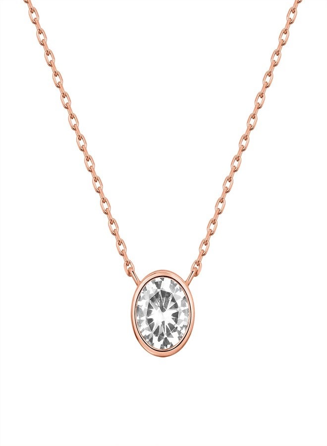 PAVOI Diamond Solitaire Choker Necklace Set for Women, 18K Gold, Rose Gold - Image 1