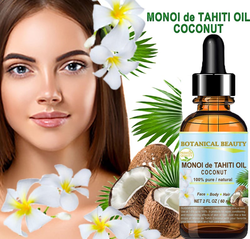 Botanical Beauty MONOI de TAHITI OIL COCONUT 100% Pure Natural Virgin Unrefined RAW 2 Fl. Oz.- 60 ml for FACE, SKIN, BODY, HAIR, NAILS - Image 4