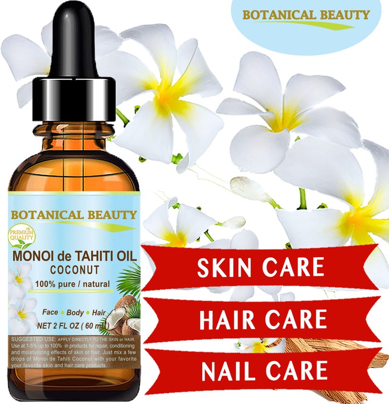 Botanical Beauty MONOI de TAHITI OIL COCONUT 100% Pure Natural Virgin Unrefined RAW 2 Fl. Oz.- 60 ml for FACE, SKIN, BODY, HAIR, NAILS - Image 2