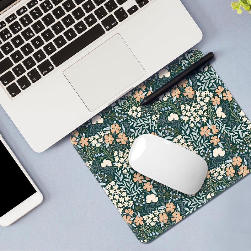 FROGIGO Mouse Pad with Stitched Edges - Cute Floral Mousepad for Women, 9.25 x 7.75 inch Washable Square Desk Pad, Non-Slip Rubber Base, Office Home Laptop Accessories - Vintage Garden - Image 4