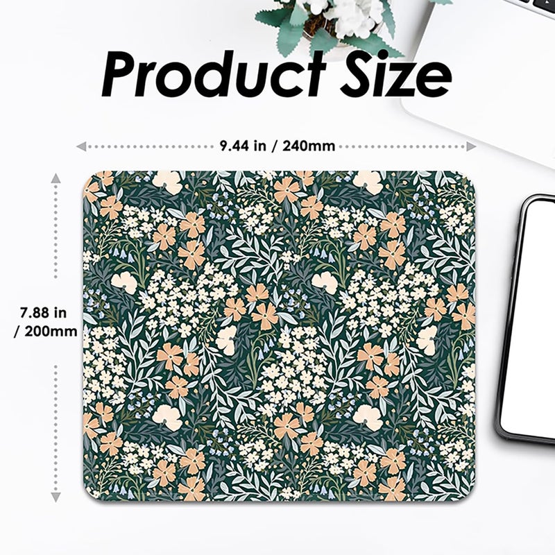 FROGIGO Mouse Pad with Stitched Edges - Cute Floral Mousepad for Women, 9.25 x 7.75 inch Washable Square Desk Pad, Non-Slip Rubber Base, Office Home Laptop Accessories - Vintage Garden - Image 3