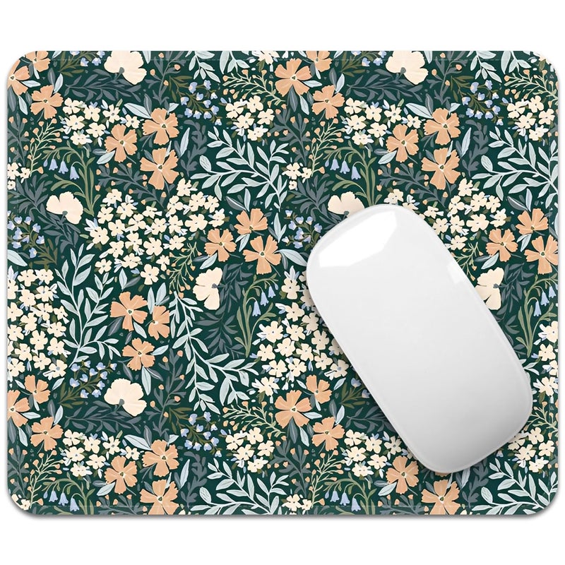 FROGIGO Mouse Pad with Stitched Edges - Cute Floral Mousepad for Women, 9.25 x 7.75 inch Washable Square Desk Pad, Non-Slip Rubber Base, Office Home Laptop Accessories - Vintage Garden - Image 1
