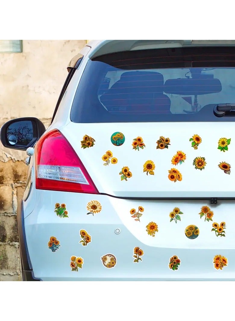 Goolsky 50pcs Sunflower Waterproof Doodle Stickers - Creative Decorations for Your Car, Laptop, Phone, Luggage, Water Bottle, Cup & Skateboard! - Image 3