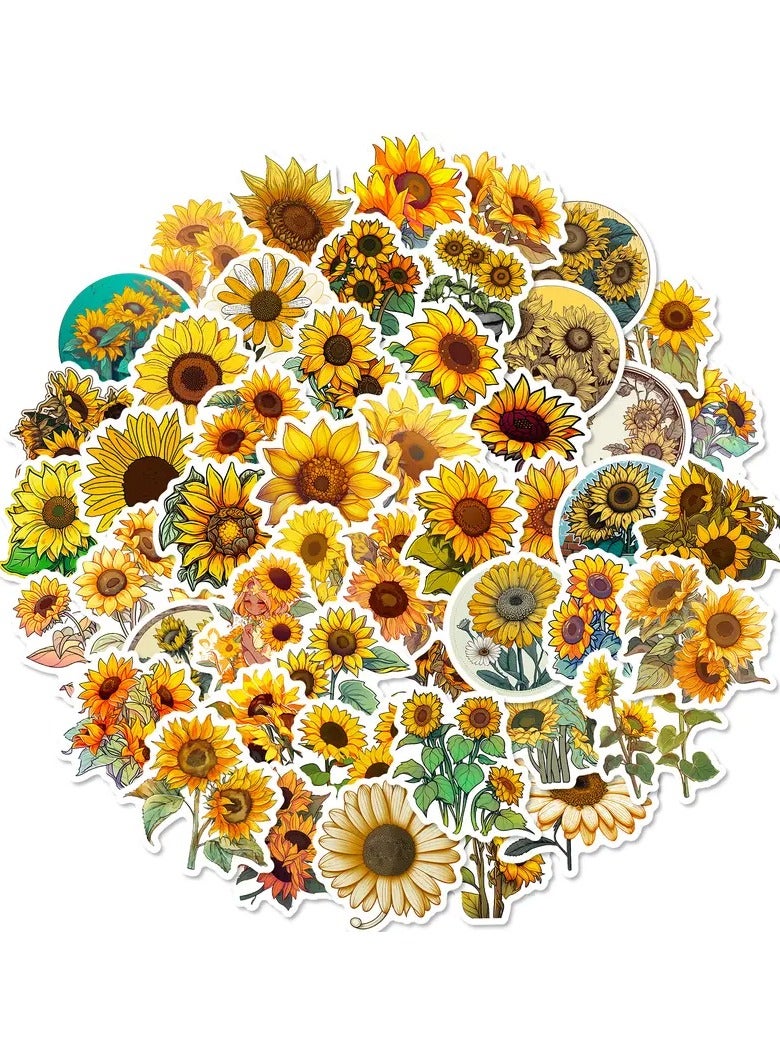 Goolsky 50pcs Sunflower Waterproof Doodle Stickers - Creative Decorations for Your Car, Laptop, Phone, Luggage, Water Bottle, Cup & Skateboard! - Image 4