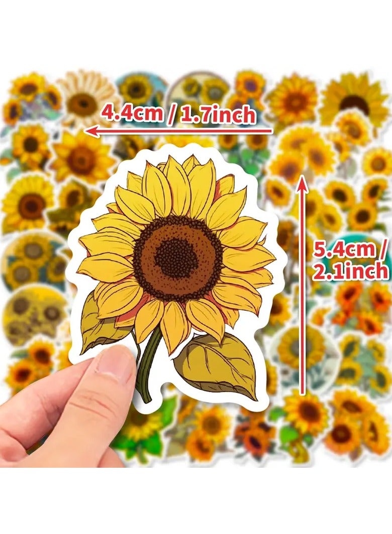Goolsky 50pcs Sunflower Waterproof Doodle Stickers - Creative Decorations for Your Car, Laptop, Phone, Luggage, Water Bottle, Cup & Skateboard! - Image 5