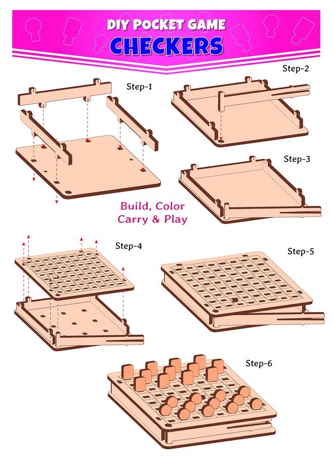 Funvention- for Little Scientist in Every Kid Diy Checkers Pocket Travel Game For Kids 4+ Years,Fun Learning Educational Board Game,Best Birthday Return Gifts - Image 4