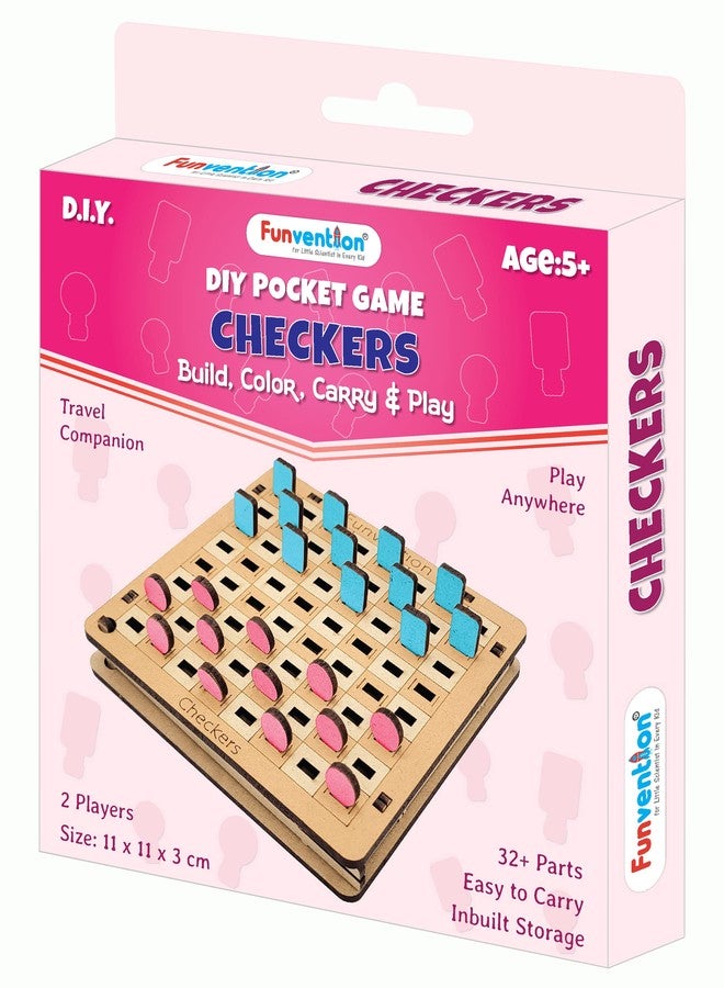 Funvention- for Little Scientist in Every Kid Diy Checkers Pocket Travel Game For Kids 4+ Years,Fun Learning Educational Board Game,Best Birthday Return Gifts - Image 1