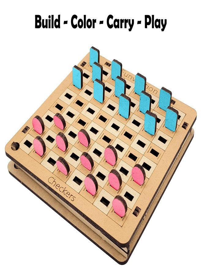 Funvention- for Little Scientist in Every Kid Diy Checkers Pocket Travel Game For Kids 4+ Years,Fun Learning Educational Board Game,Best Birthday Return Gifts - Image 2