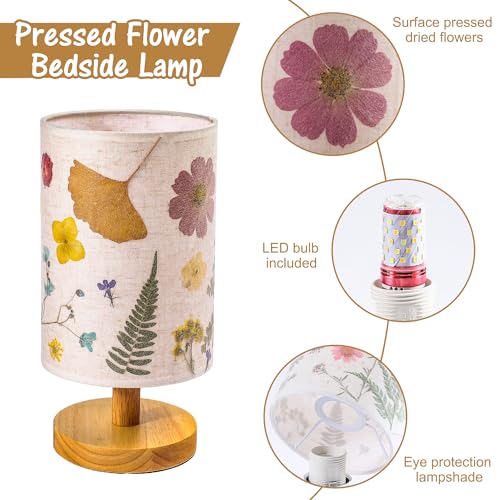 WSYEAR Flower Table Lamp Bedside Lamps Decor Gifts for Her Women Wife-Pressed Flowers 3 Colors LED Reading Light Vintage Flower Night Light for Valentines Day Birthday Home Decoration - Image 4