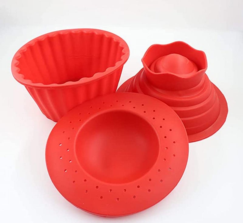 JYNHOOR Giant Cupcake Molds,Dishwasher Safe Big Top Silicone Cupcake Molds,Non-Stick Jumbo Caupcake Bake sets for Easy Cake Decorating and DIY Bake tools(3 pack) (Red) - Image 3