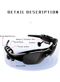 ماركة غير محددة Bluetooth Sunglasses Wireless Music Sunglasses Men Women Sports Sunglasses Smart Glasses Handfree Call Headphone Stereo Sound with Mic for Smart Phone Outdoor Travel Driving Cycling (Gray Black)  - Image 5