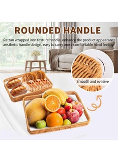 Hand-Woven Rattan Storage Basket with Handles, Rectangle Food Serving Tray, Imitation Rattan Tray for Kitchen Counter, Living Room, Bathroom, Outdoor Activities, 13.4 x 9.4 x 1.8 inches - pzsku/Z4FC6B3B5A1555179AF0BZ/45/_/1727319342/c72acf59-3207-4a09-9e1d-9c5027d63bb2