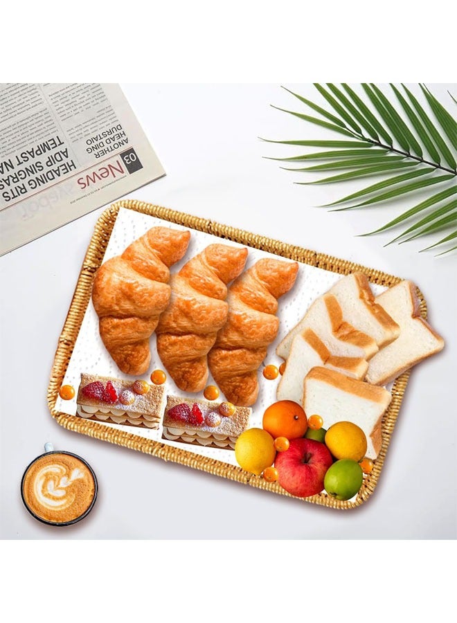 Hihonor Hand-Woven Rattan Storage Basket with Handles, Rectangle Food Serving Tray, Imitation Rattan Tray for Kitchen Counter, Living Room, Bathroom, Outdoor Activities, 13.4 x 9.4 x 1.8 inches - Image 4