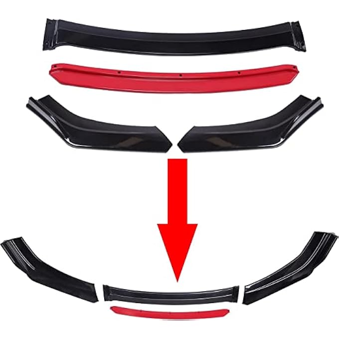 rayihni Car Front Bumper Lip Body Kit Aerodynamic Universal Front Bumper Lip Sopiler 3 Stage Design Black Front Bumper Lip Splitter Chin Body Kit For Car Modification Auto Exterior Accessories - Image 5