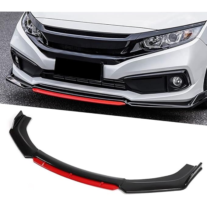 rayihni Car Front Bumper Lip Body Kit Aerodynamic Universal Front Bumper Lip Sopiler 3 Stage Design Black Front Bumper Lip Splitter Chin Body Kit For Car Modification Auto Exterior Accessories - Image 2