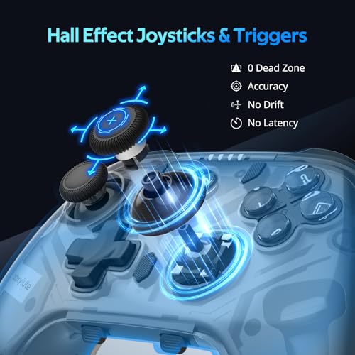 Abxylute C8 PC Controller - Wireless Bluetooth Gamepad - Hall Effect Joystick RGB Backlit - 1000Hz Polling Rate -Dual Vibrate Macro Buttons for PC, Switch, Switch 2, Steam Deck, Android, iOS, MAC &Tesla Charging Dock - Image 4