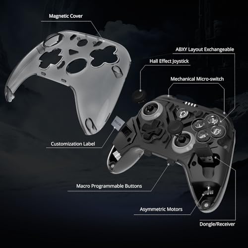 Abxylute C8 PC Controller - Wireless Bluetooth Gamepad - Hall Effect Joystick RGB Backlit - 1000Hz Polling Rate -Dual Vibrate Macro Buttons for PC, Switch, Switch 2, Steam Deck, Android, iOS, MAC &Tesla Charging Dock - Image 3